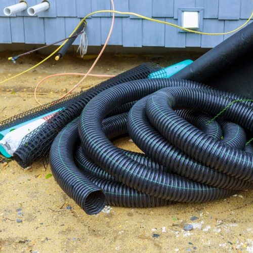 New black plastic pipes for the drainage pipes system